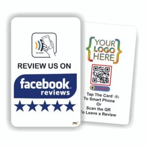NFC Facebook review card, front and back